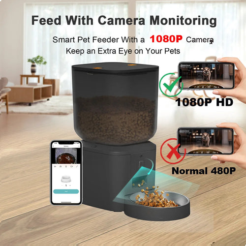 5G Smart Automatic Pet Feeder with 1080P HD Camera, WiFi Control & Voice Recorder
