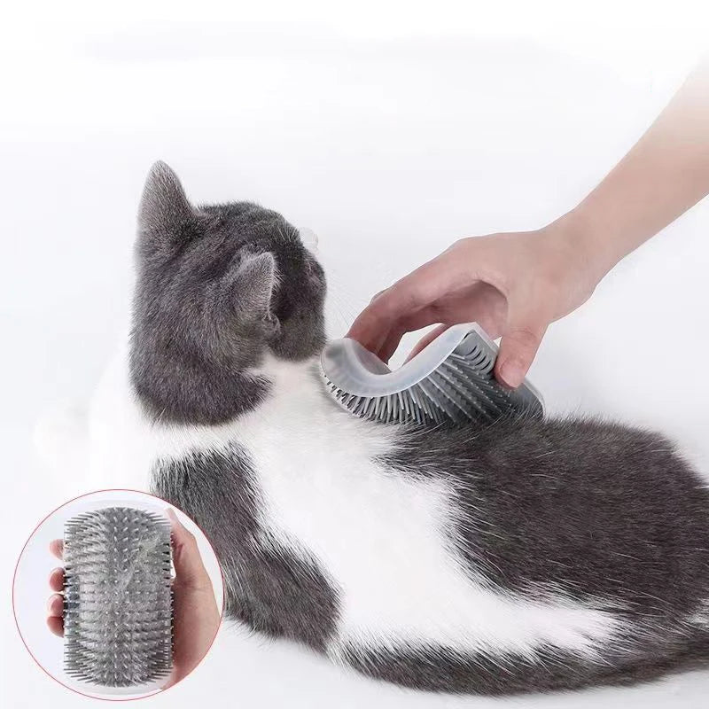 Cat Self Groomer Wall Brush – Corner Cat Scratcher & Massage Comb with Catnip | Interactive Grooming Toy for Cats