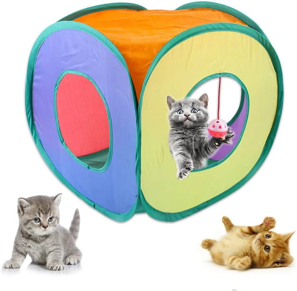 15PCS Cat Toys Kitten Toys Combination Tunnel Interactive Cat Toys- Stick Colorful Mouse Plush Ball 