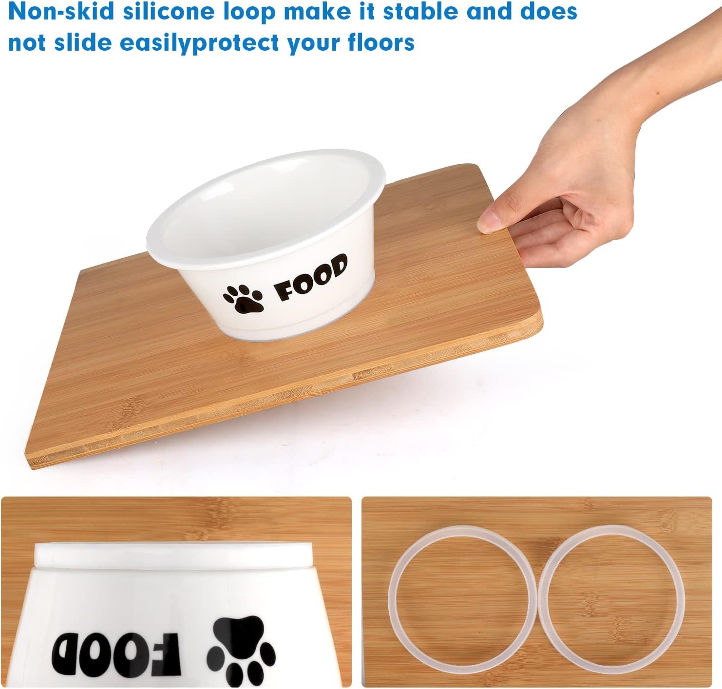 2-Pack Ceramic Cat & Dog Bowls – Durable Food and Water Dishes with Anti-Slip Band (Small)