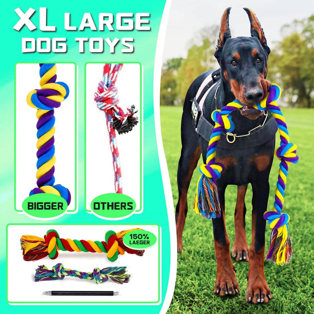14-Pack XL Dog Chew Toys for Aggressive Chewers – Tough Rope & Teething Toys for Large Dogs | Durable Heavy-Duty Cotton Toy Set