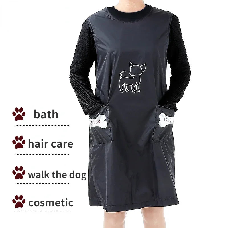 Pet Grooming Overalls Waterproof Nylon Grooming Apron with Pockets anti Stick 
