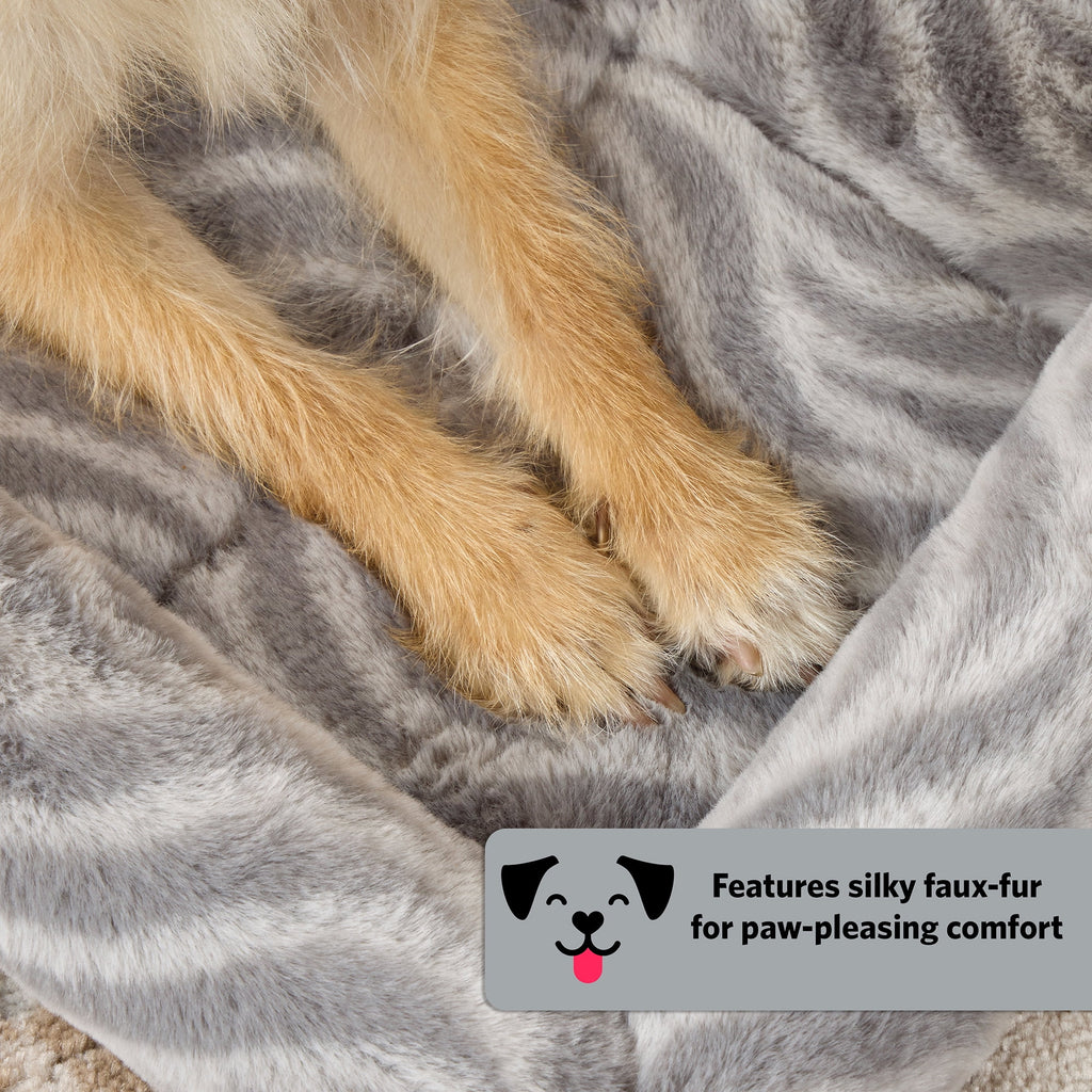Quitetime Deluxe Wave Bolster Dog Bed – Soft Washable Pet Bed for Medium Dogs | Cozy Gray 36-Inch Lounger