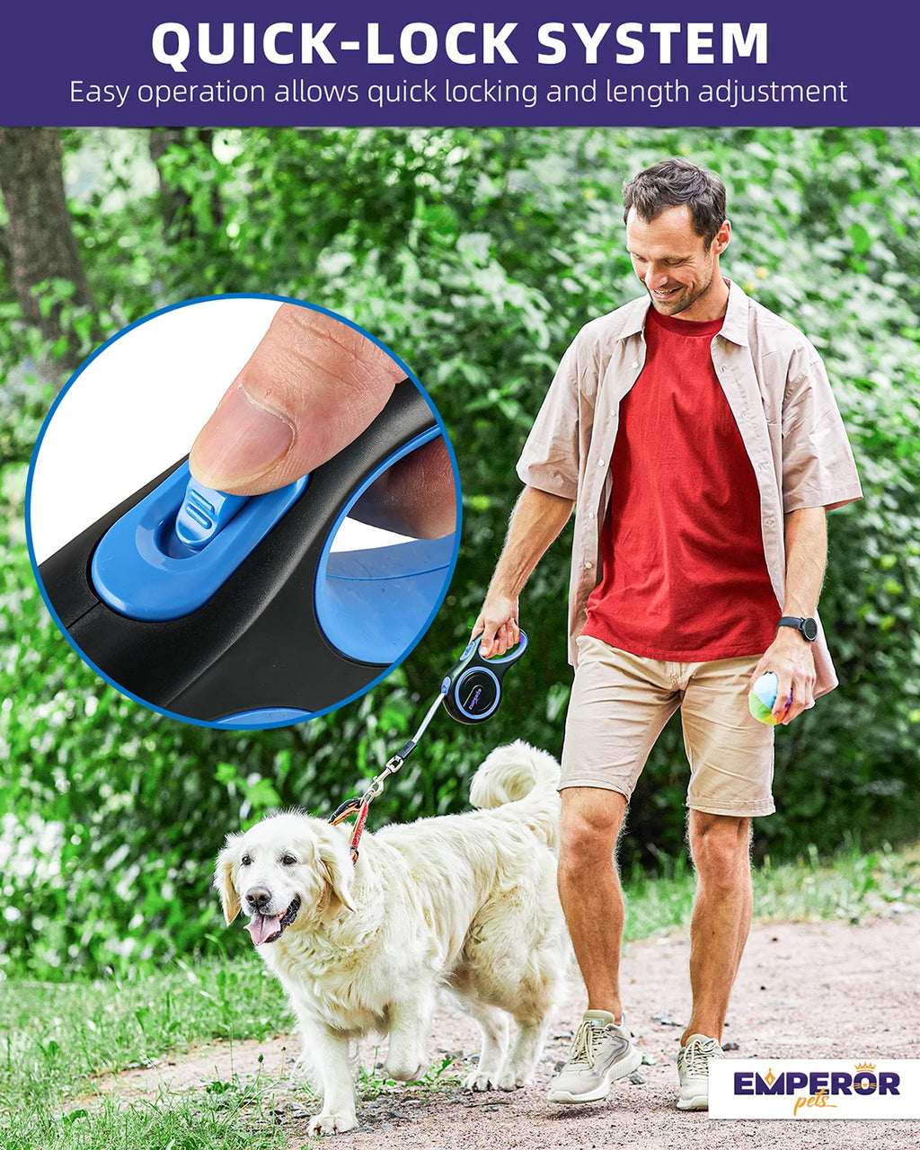 16 Ft Retractable Dog Leash Small Dogs - up to 44Lbs, Small Dog Leash Heavy Duty Dog Leash Retractable 16 Ft - Blue - 