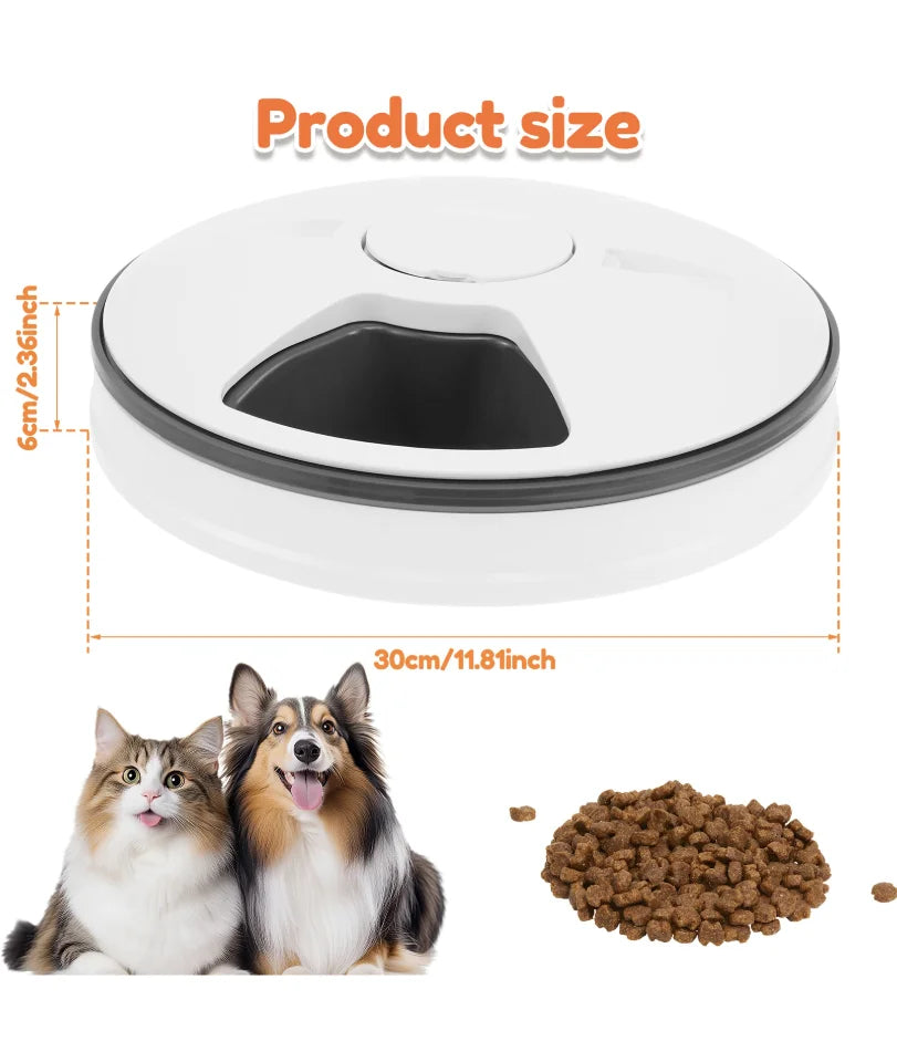 6-Meal Automatic Pet Feeder with Timer – Battery-Powered Food Dispenser for Wet & Dry Pet Food