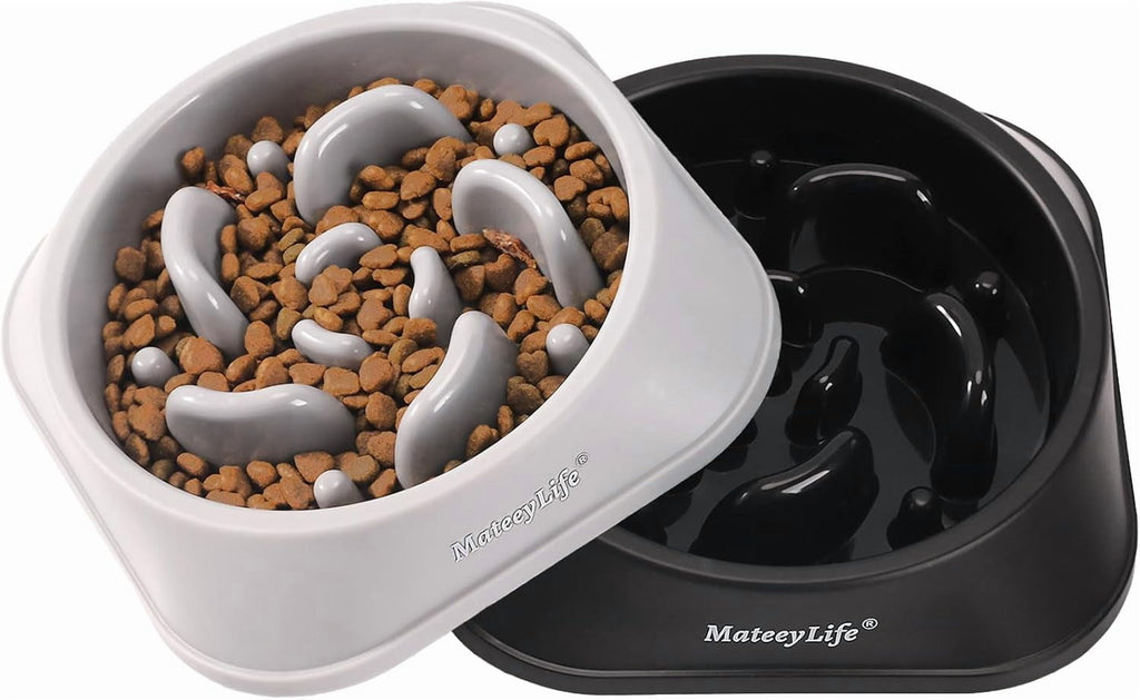Slow Feeder Pet Bowl Set – 2 Pack Non-Skid Maze Food Bowls for Dogs & Cats