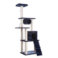 71" Real Wood Navy Cat Tree & Scratching Tower – Multi-Level Climbing and Play Center