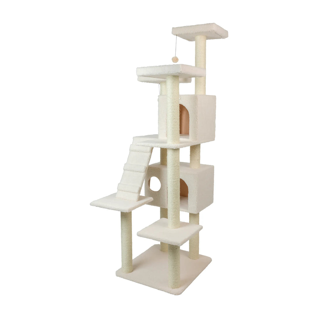 Classic Ivory Multi-Level Cat Tree with Cozy Condos & Scratching Posts