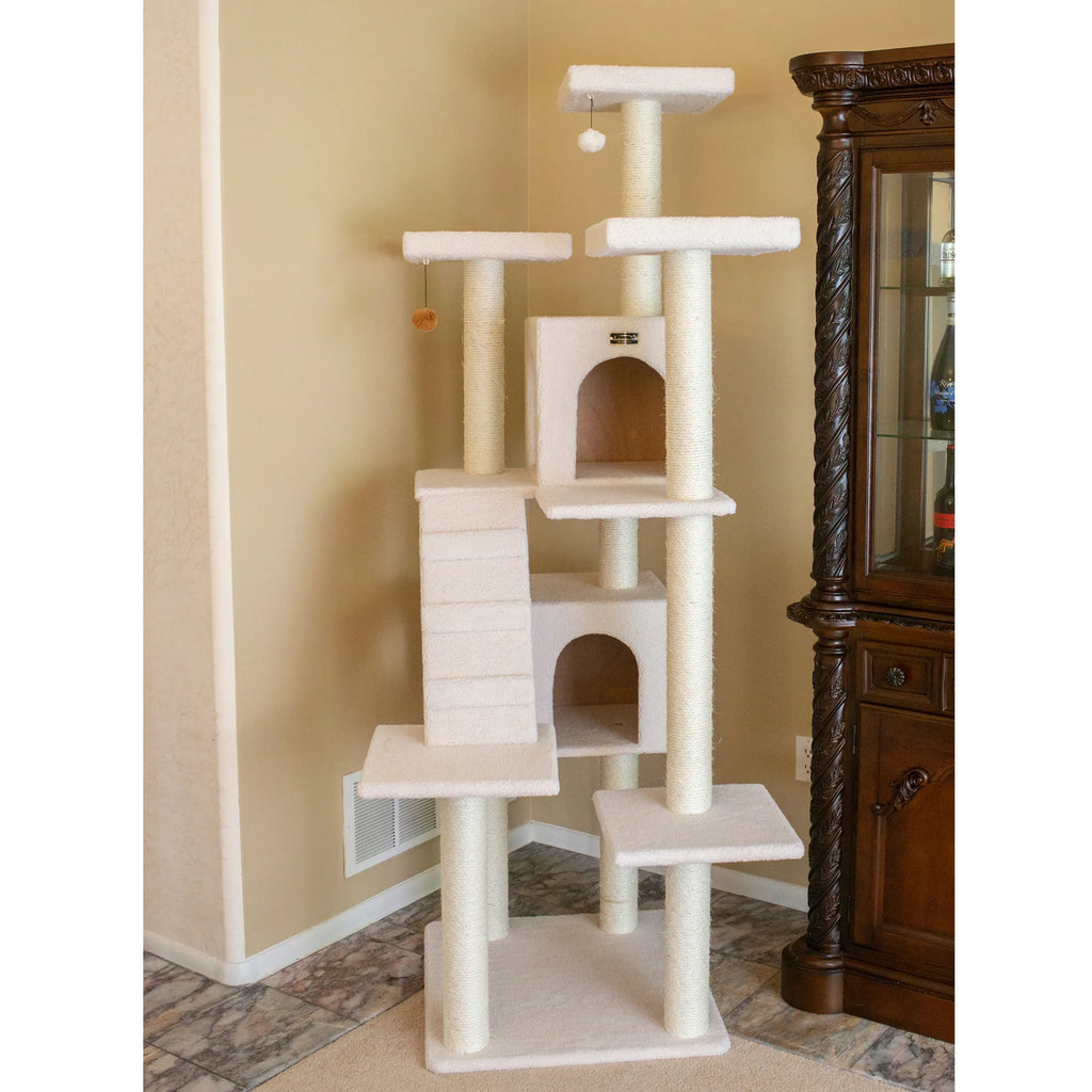 Classic Ivory Multi-Level Cat Tree with Cozy Condos & Scratching Posts