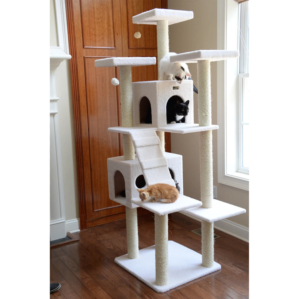Classic Ivory Multi-Level Cat Tree with Cozy Condos & Scratching Posts