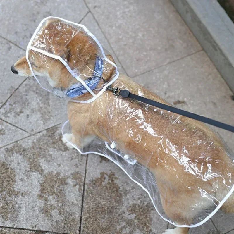 1Pc Transparent Hooded Pet Dog Plastic Raincoat Dog Clothes Poncho for Dogs 