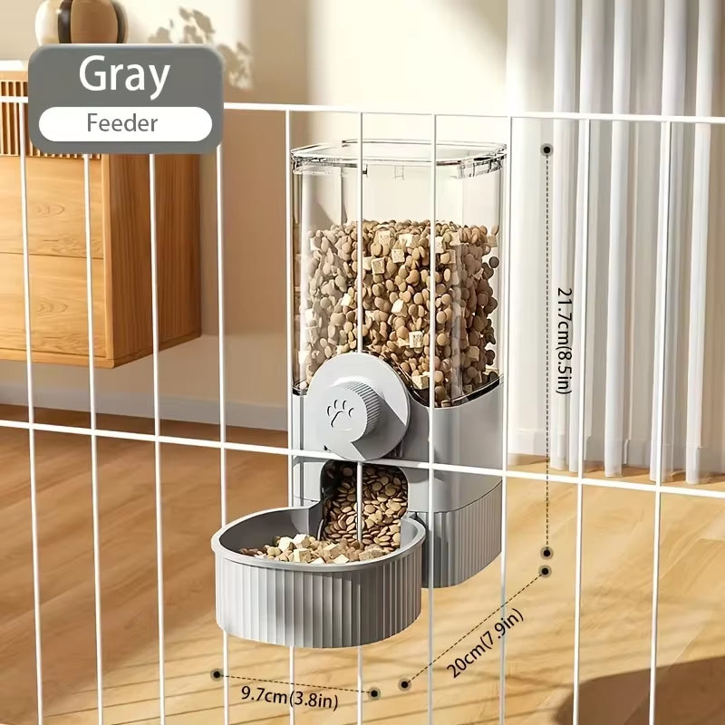 Hanging Automatic Pet Feeder & Water Dispenser Set – Gravity Food & Water Station for Cages