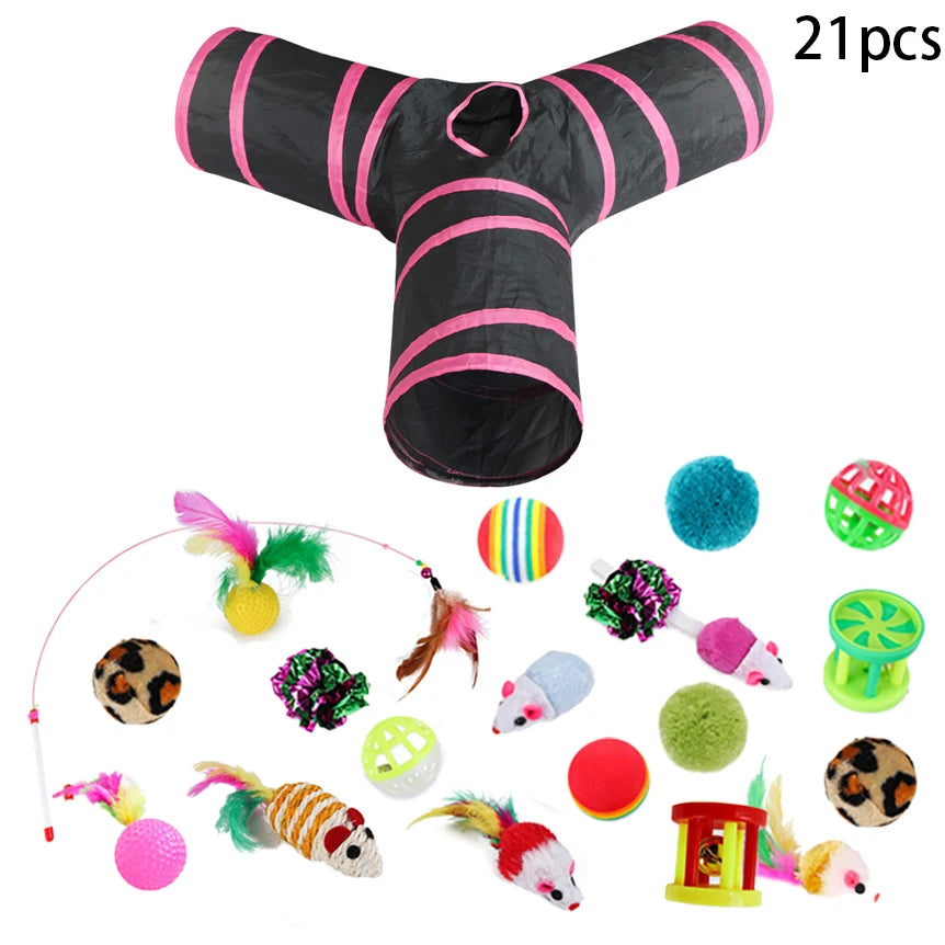Foldable Cat Crinkle Tunnel Toy – Interactive Cat Tent & Rattle Tunnel for Indoor Cats and Small Pets | Fun Hide & Play Toy