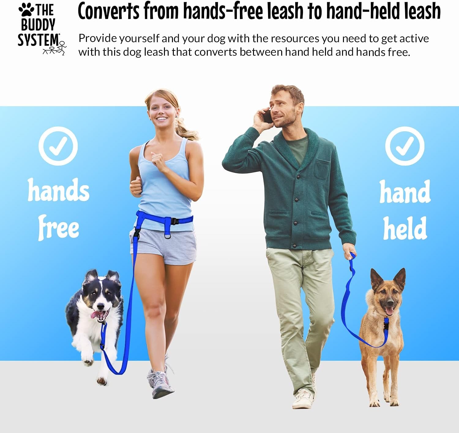 Hands-Free Dog Leash – Adjustable Running, Walking & Training Leash for Dogs -Royal Blue