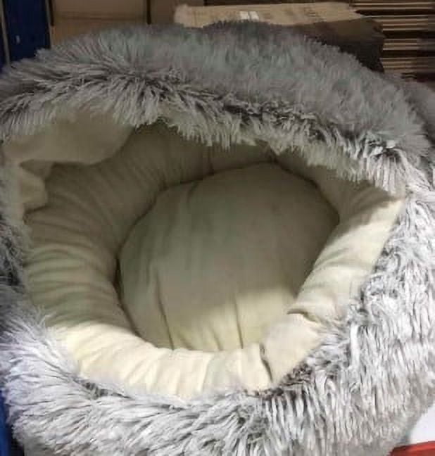 Plush Calming Pet Bed – Soft Round Sleeping Bag Bed for Indoor & Outdoor Cats and Small Dogs | Warm Cozy Winter Pet Bed