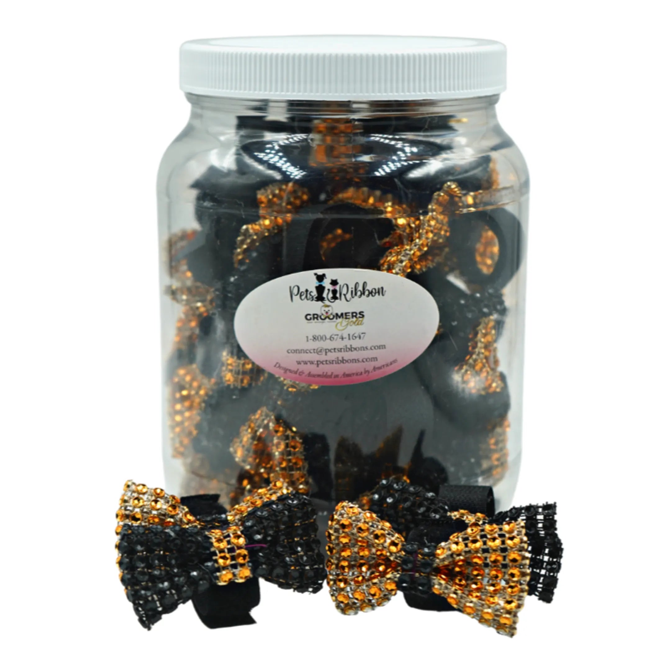 50-100 Velcro Halloween Dog Cat 1" Bows in Jar|Pets Ribbons
