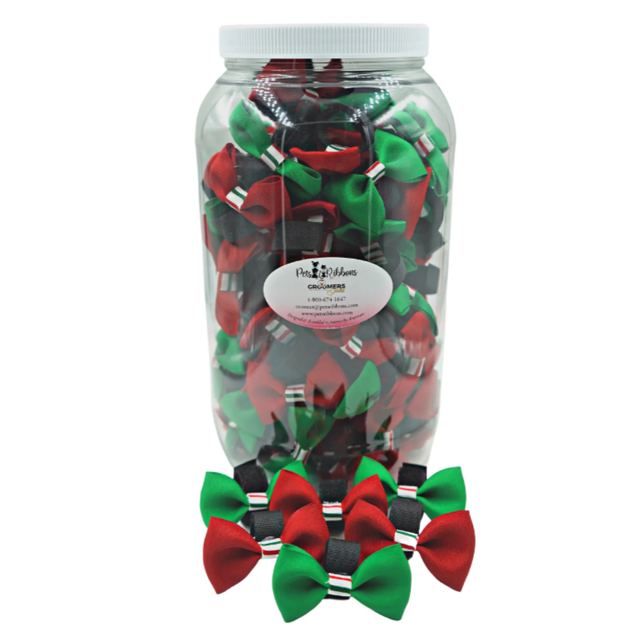 Festive Christmas Candy Stripe Velcro Dog Bows – Holiday Pet Ribbons for Dogs & Cats (50–100 Count)