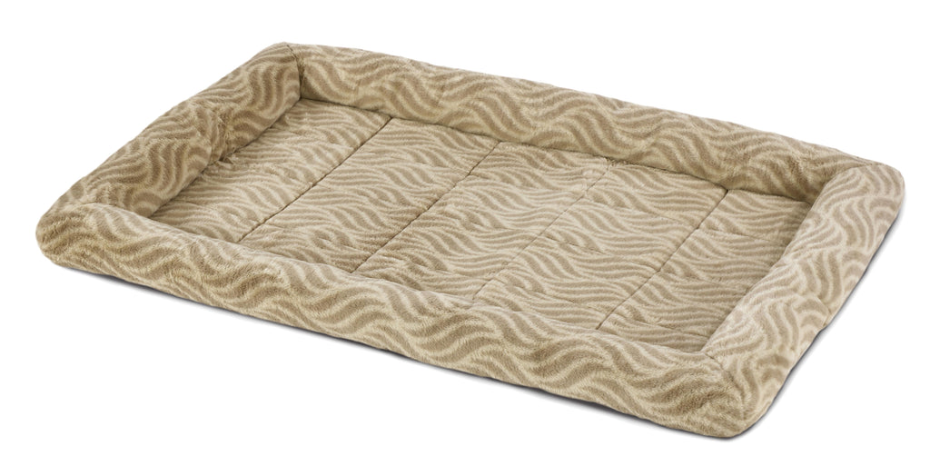 Quitetime Deluxe Wave Bolster Dog Bed – Soft Washable 42-Inch Pet Bed for Large Dogs | Cozy Tan Crate & Lounge Bed
