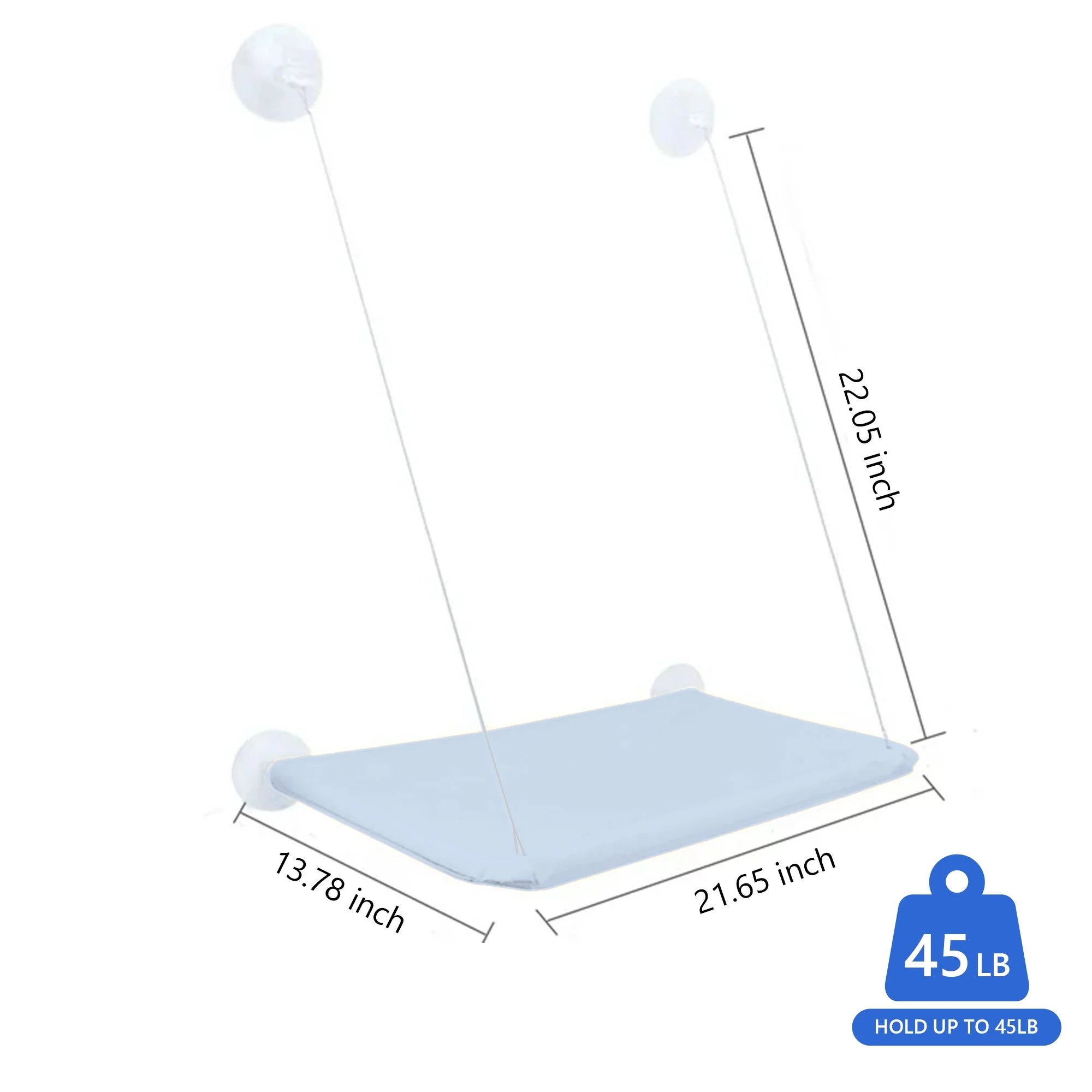 Window Cat Hammock Bed – Suction Cup Hanging Cat Window Perch for Indoor Cats | Cozy Window Sill Lounger – Blue