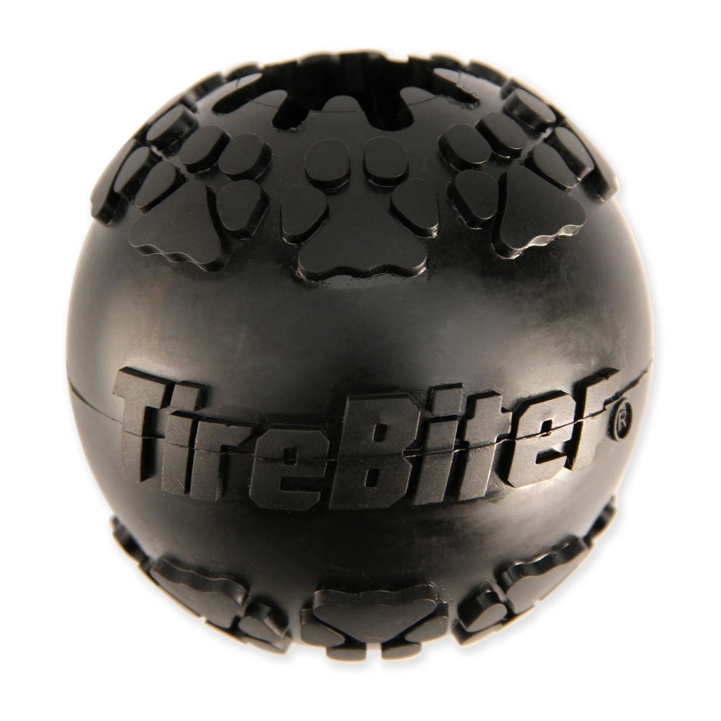Tirebiter Advanced Ball Rubber Dog Toy W/Treat Station Medium 3"