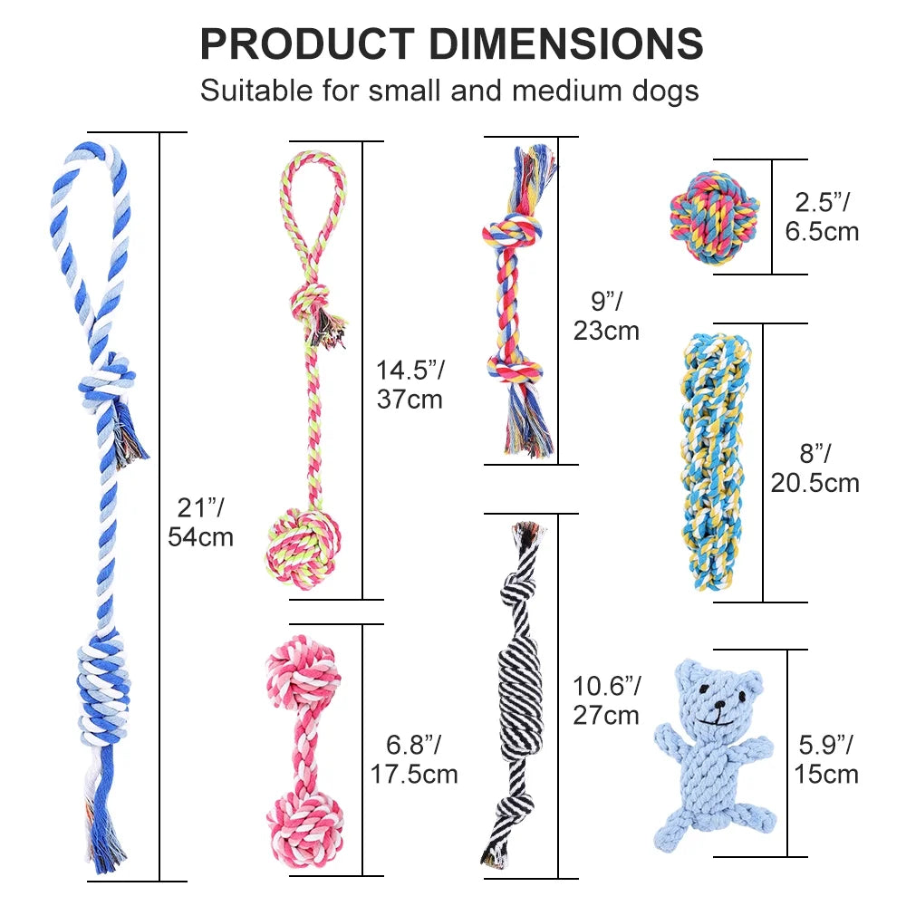 8-Pack Tough Rope Dog Toys for Aggressive Chewers | Interactive Teething Toys for Puppies & Small to Medium Dogs