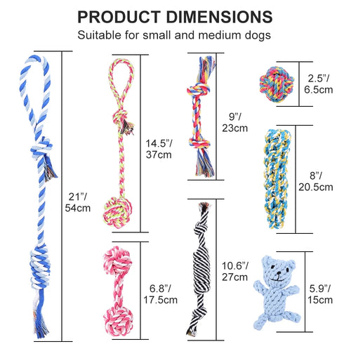 8-Pack Tough Rope Dog Toys for Aggressive Chewers | Interactive Teething Toys for Puppies & Small to Medium Dogs