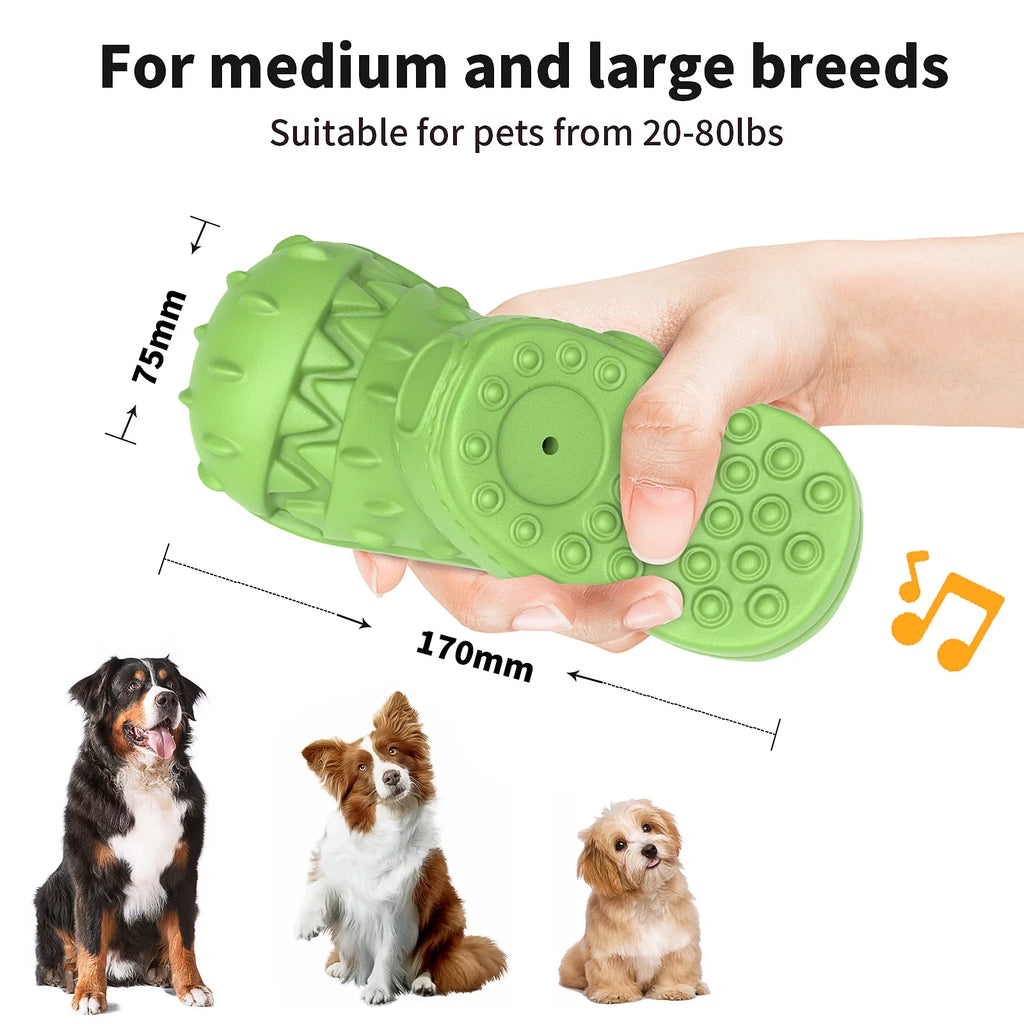 Durable Squeaky Dog Toy with Teeth Cleaning Design for Aggressive Chewers