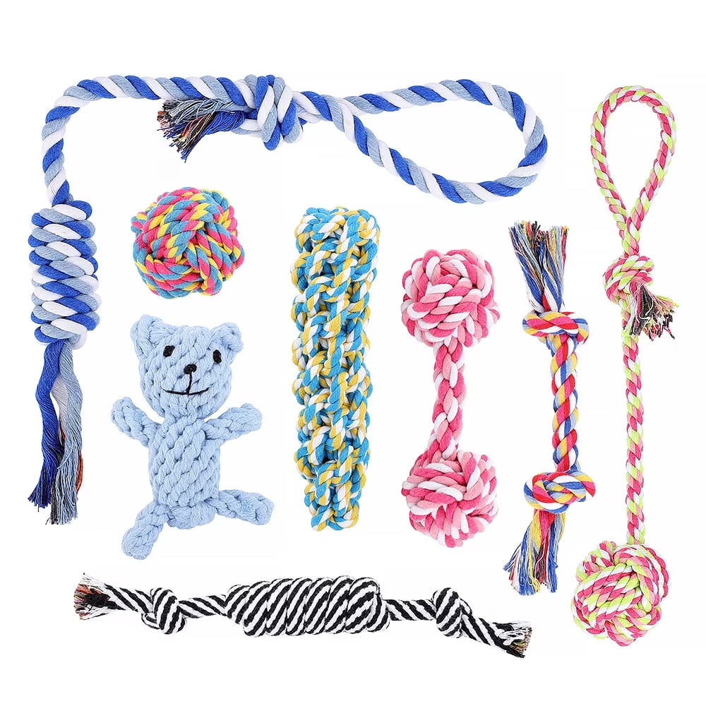 8-Pack Tough Rope Dog Toys for Aggressive Chewers | Interactive Teething Toys for Puppies & Small to Medium Dogs