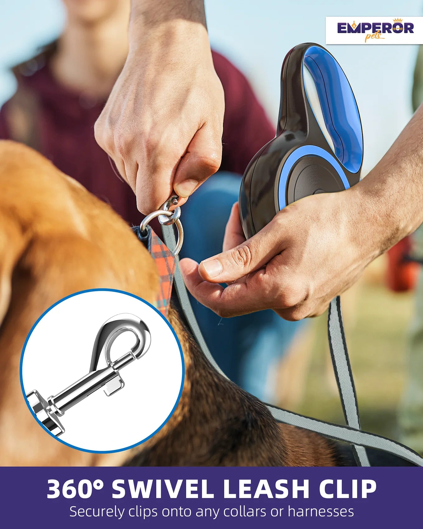 16 Ft Retractable Dog Leash Small Dogs - up to 44Lbs, Small Dog Leash Heavy Duty Dog Leash Retractable 16 Ft - Blue - 