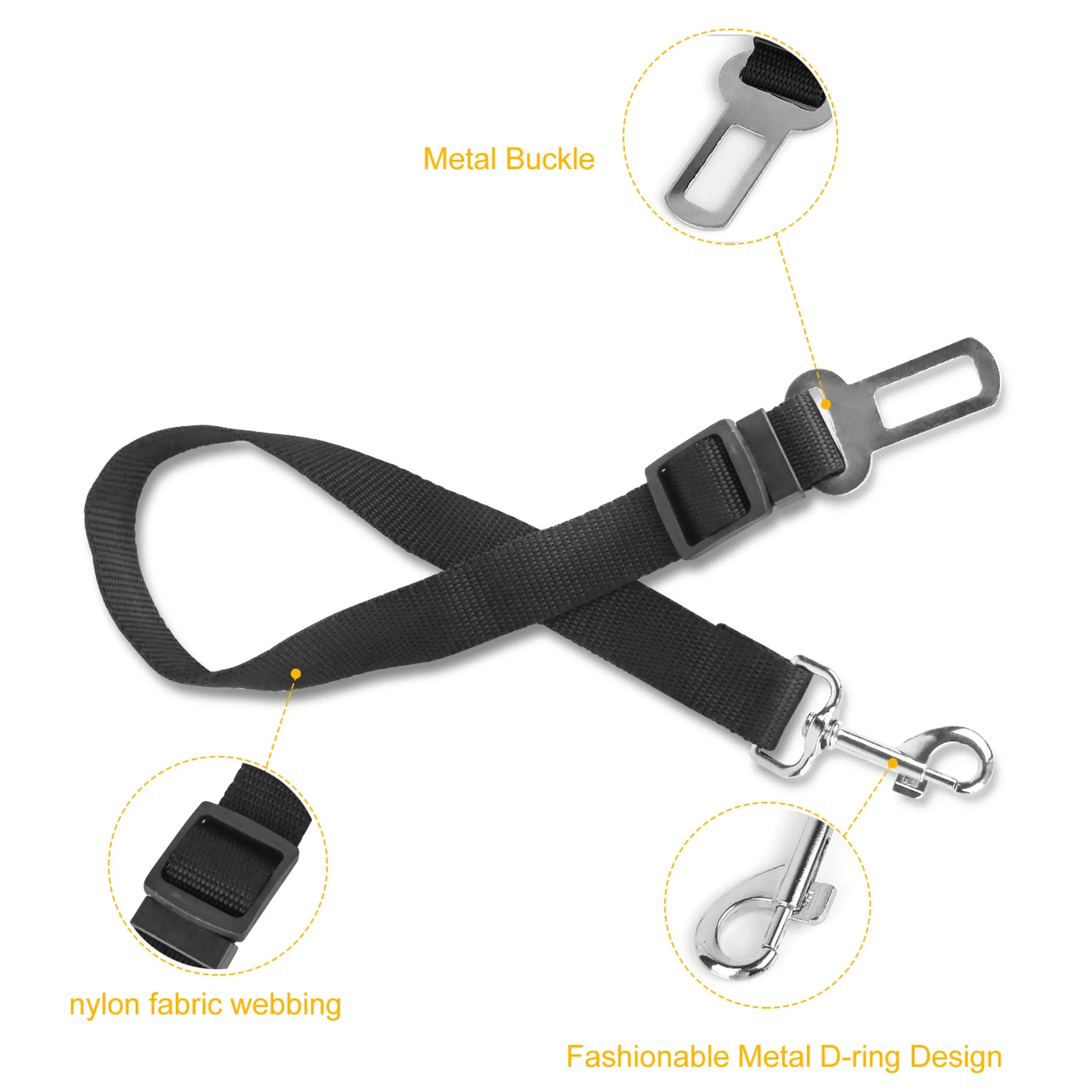2Pcs Pet Dog Seat Belt Leash Adjustable Pet