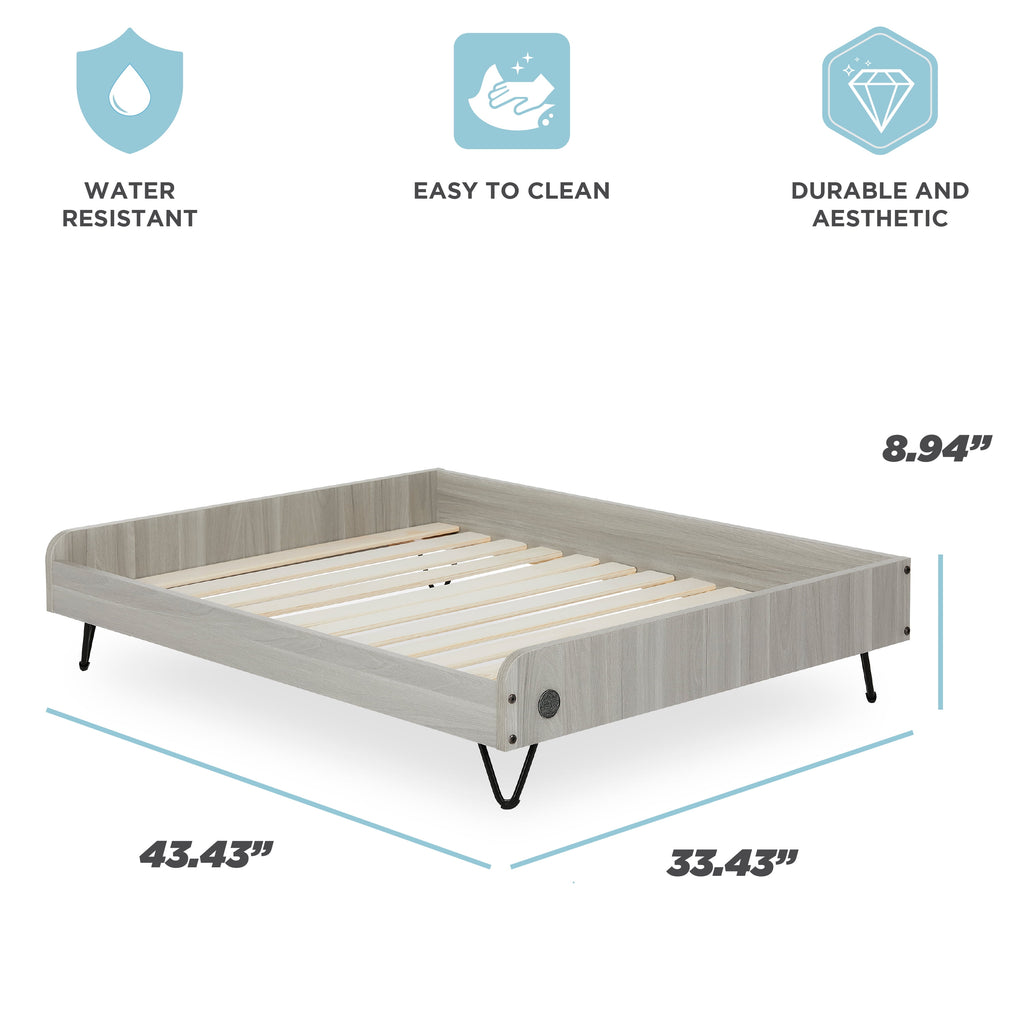 Asher Elevated Wooden Pet Bed with Mattress – Luxury Large & XL Dog Bed | Greenguard Gold Certified Modern Pet Furniture