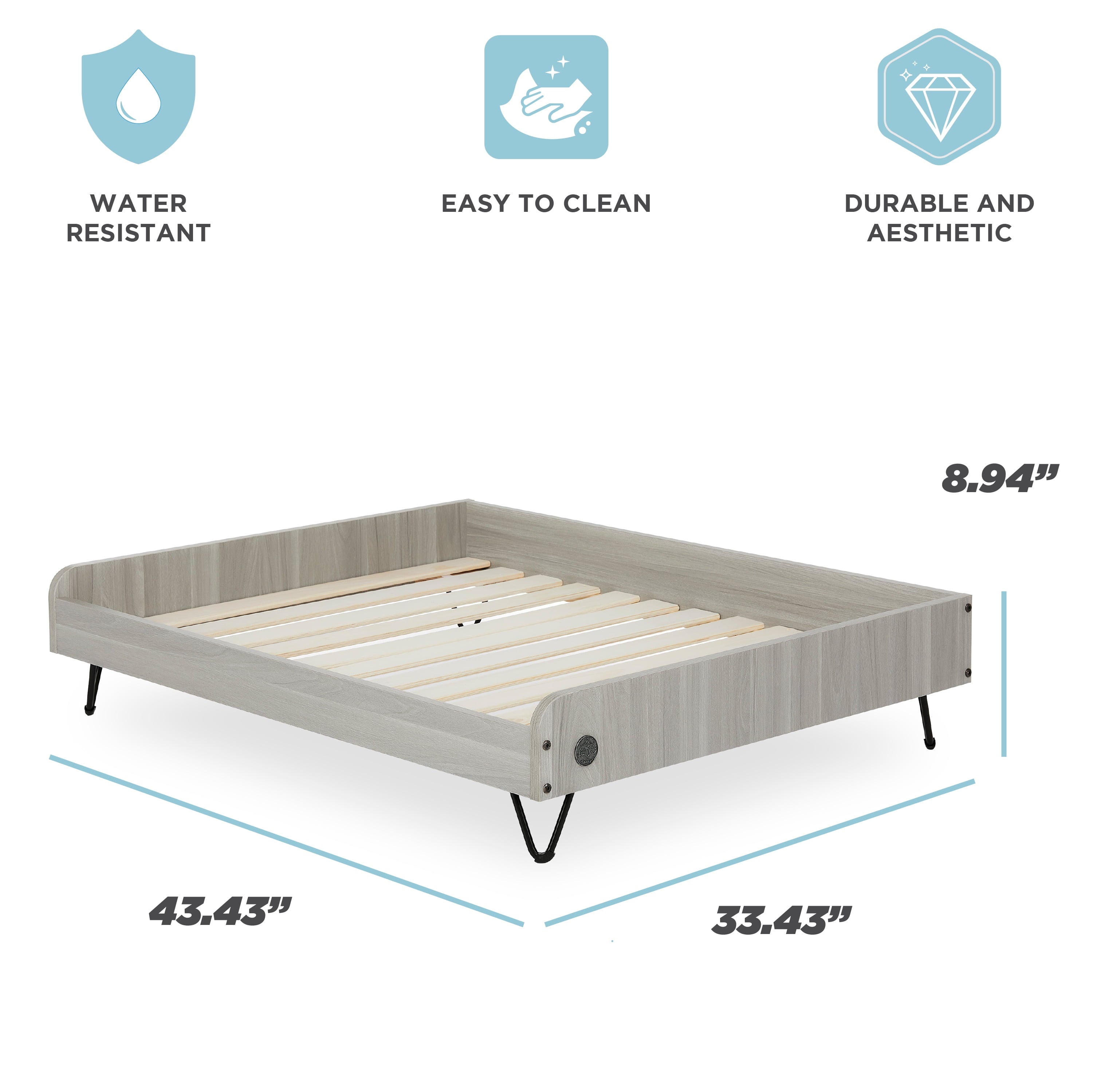 Asher Elevated Wooden Pet Bed with Mattress – Luxury Large & XL Dog Bed | Greenguard Gold Certified Modern Pet Furniture