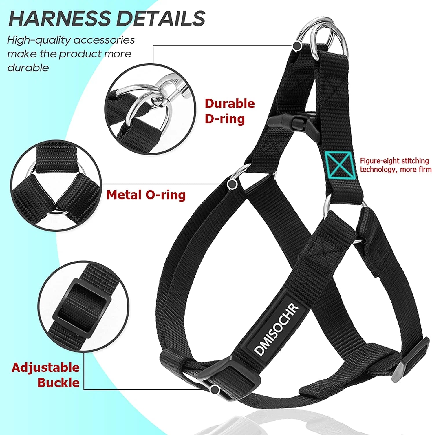 Dog Harness and Leash Set with Collar - Step in No Pull Dog Harness- Large