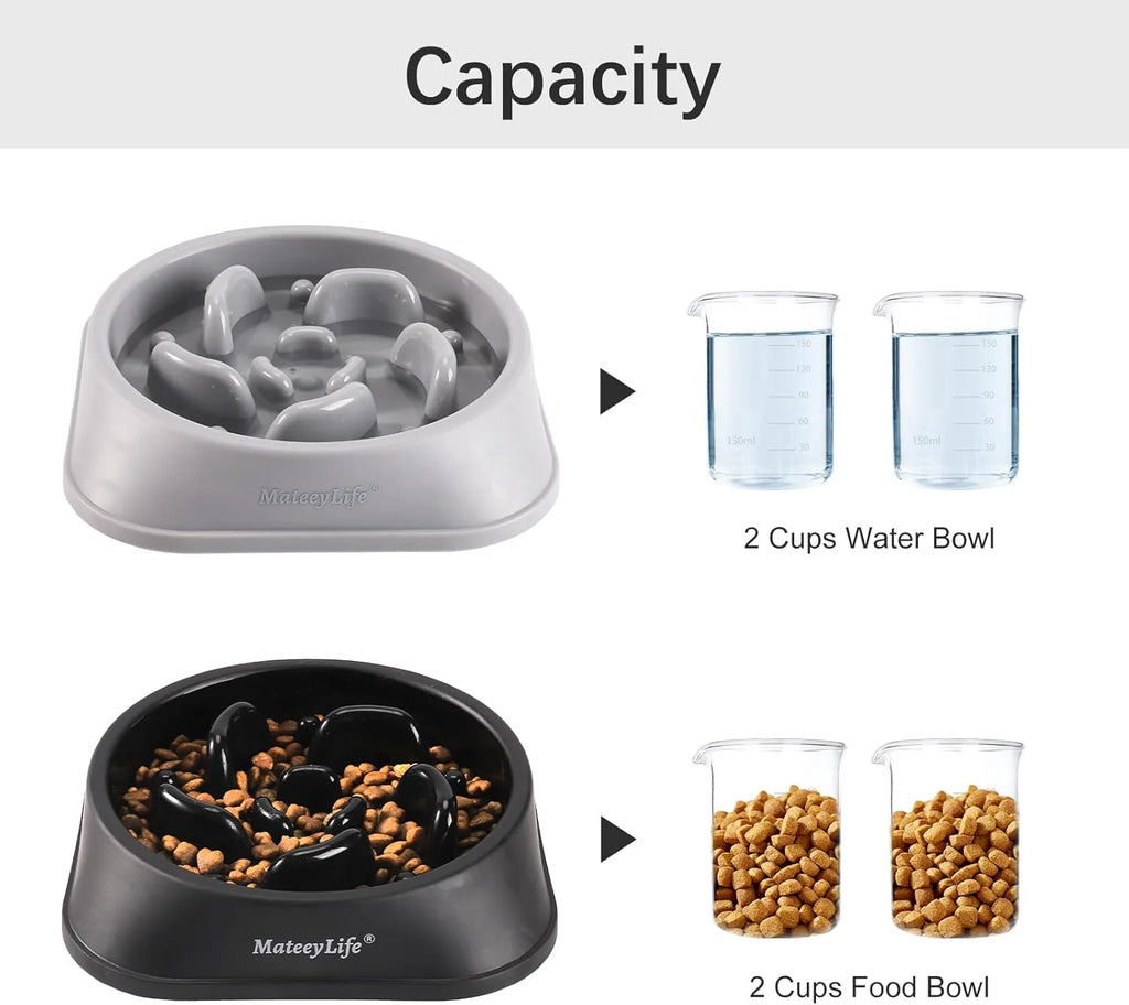 Slow Feeder Pet Bowl Set – 2 Pack Non-Skid Maze Food Bowls for Dogs & Cats