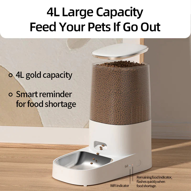 ROJECO Smart Automatic Pet Feeder – WiFi Remote-Control Food Dispenser for Cats & Dogs