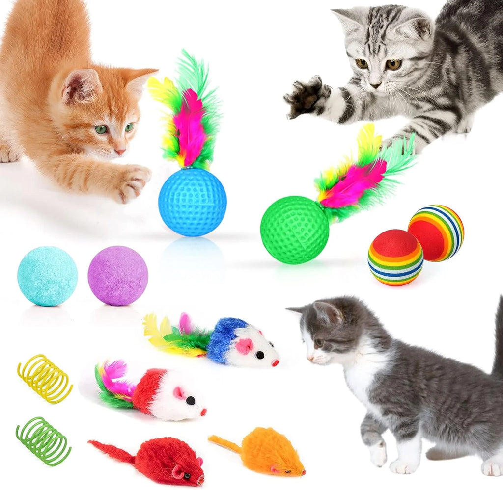 34-Piece Interactive Cat Toy Set with Tunnel, Tent, Wand & Feather Teasers
