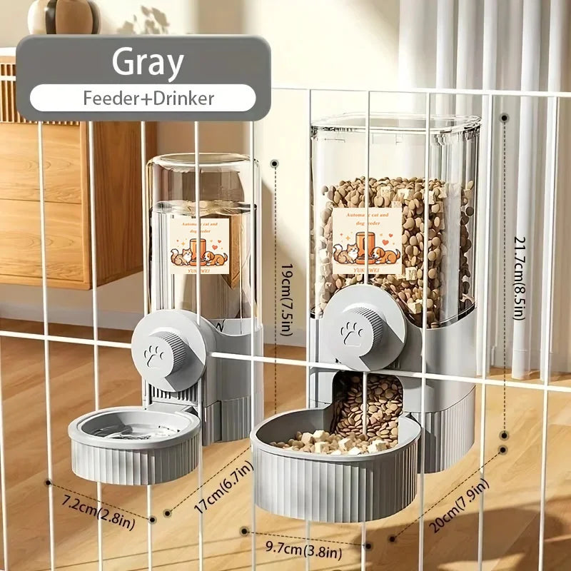 Hanging Automatic Pet Feeder & Water Dispenser Set – Gravity Food & Water Station for Cages