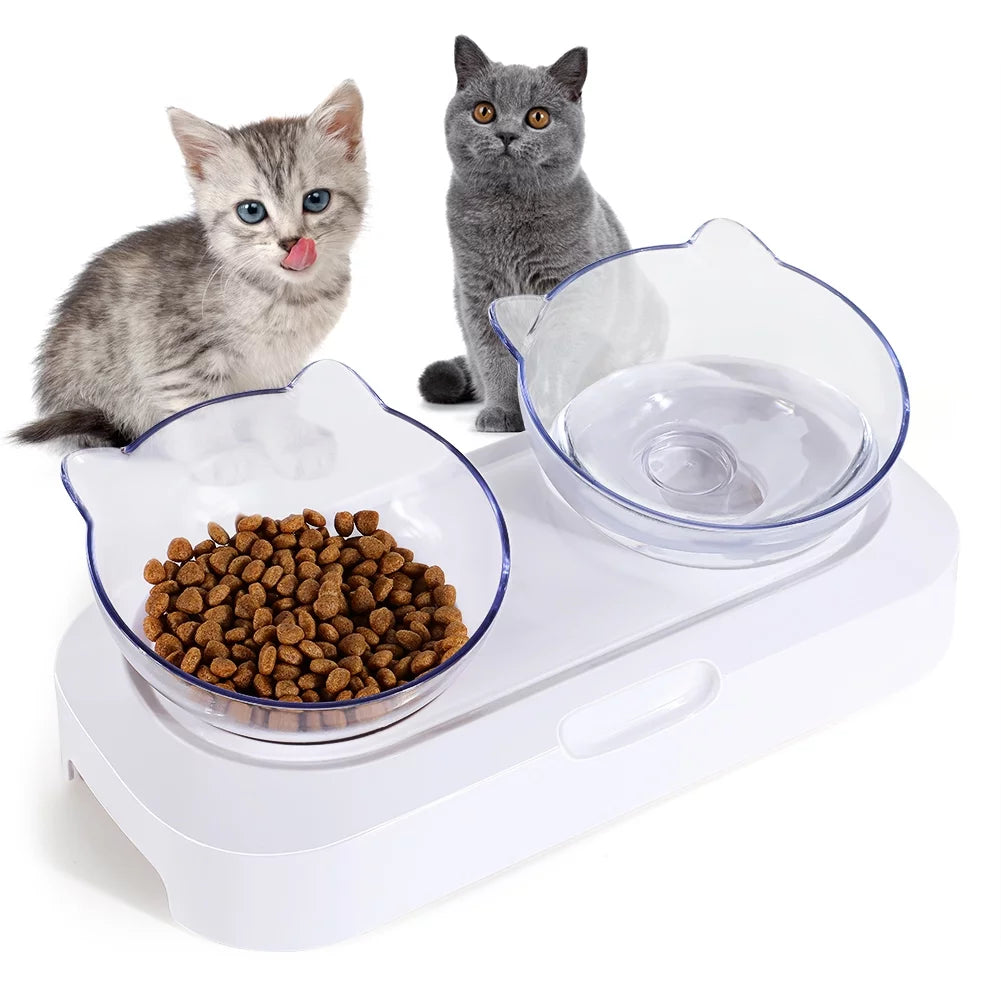 Elevated Tilted Double Cat Bowl with Stand 🐱🥣✨