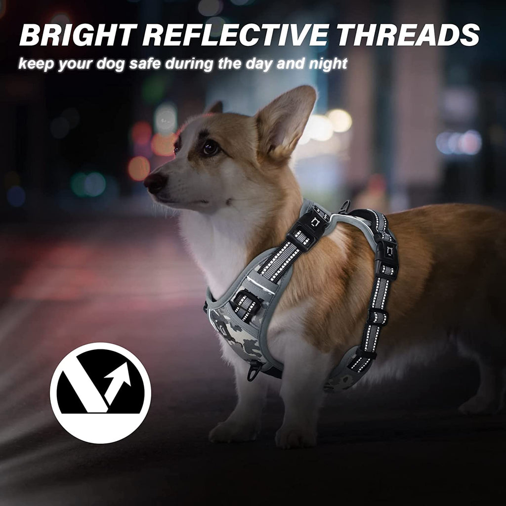 Waldseemuller No-Pull Dog Harness for Medium & Large Dogs – Adjustable Reflective Vest with Easy Control Handle and 4 Quick-Release Buckles