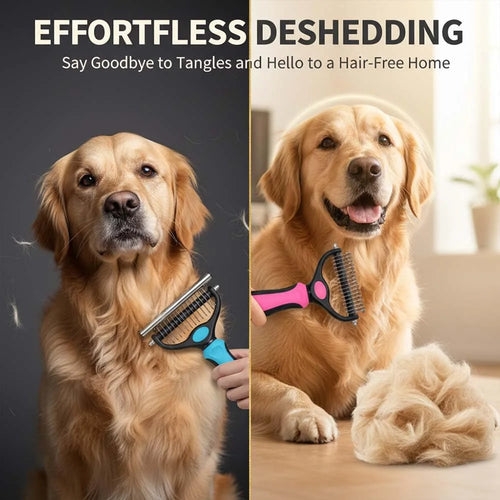 2-in-1 Deshedding & Undercoat Rake for Dogs and Cats – Double-Sided Grooming Brush for Long-Haired Pets 🐾✨