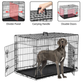 48" Foldable Double-Door Dog Crate – Heavy-Duty Metal Kennel with Removable Tray for Medium & Large Dogs (Black)