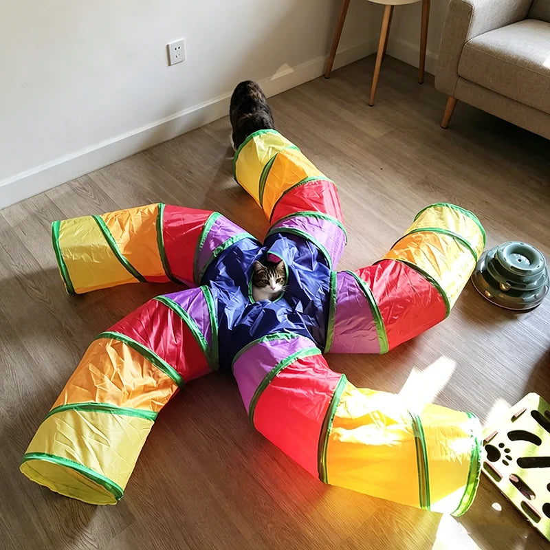 Foldable Cat Crinkle Tunnel Toy – Interactive Cat Tent & Rattle Tunnel for Indoor Cats and Small Pets | Fun Hide & Play Toy