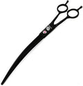 9" Professional Downward Curved Pet Grooming Shears – Black, Left or Right-Hand Use with Storage Bag