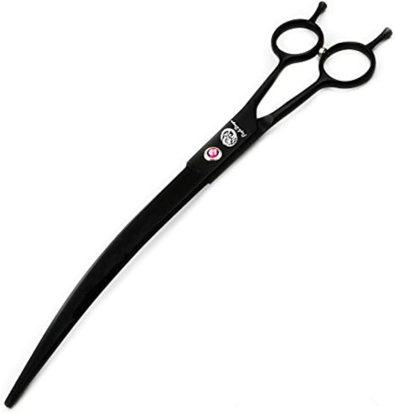 9" Professional Downward Curved Pet Grooming Shears – Black, Left or Right-Hand Use with Storage Bag