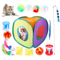 15PCS Cat Toys Kitten Toys Combination Tunnel Interactive Cat Toys- Stick Colorful Mouse Plush Ball 