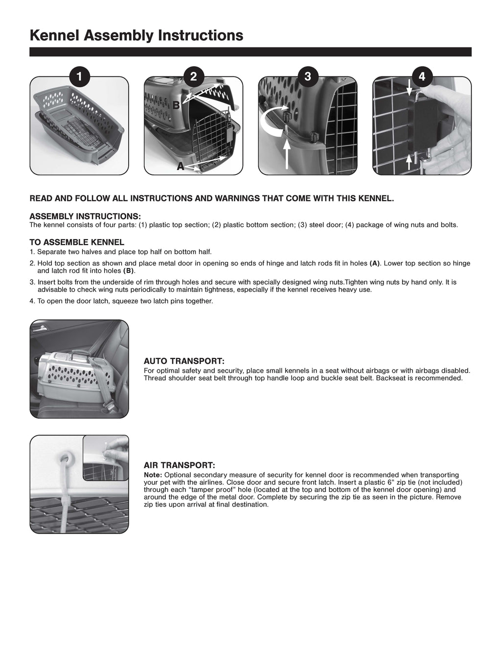 Portable Hard-Sided Pet Kennel with Metal Door – Black & Gray, Up to 10 lbs 