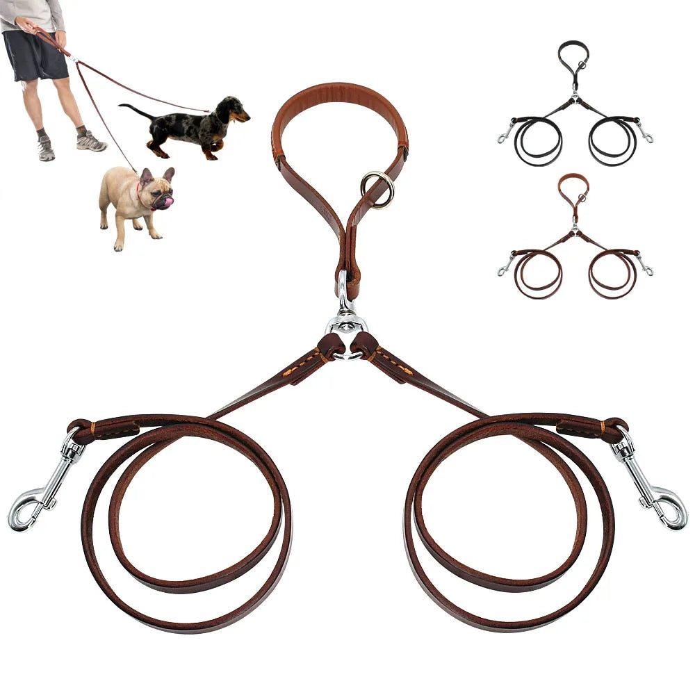 2-in-1 Double Dog Leash Coupler – Tangle-Free Dual Pet Lead with Handle for Two Dogs Small & Medium Dogs