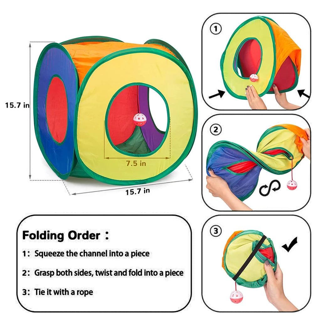15PCS Cat Toys Kitten Toys Combination Tunnel Interactive Cat Toys- Stick Colorful Mouse Plush Ball 