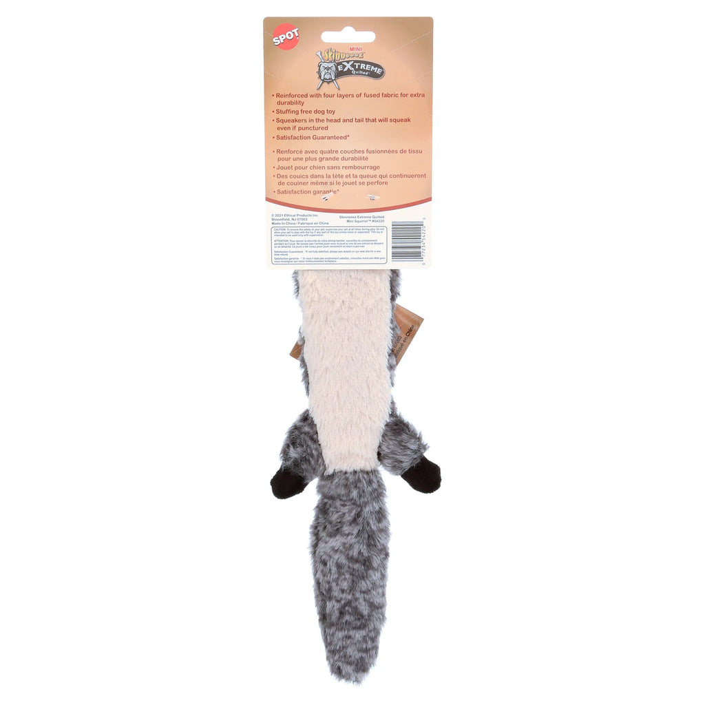 SPOT Skinneeez Extreme Quilted Squirrel Dog Toy – Stuffing-Free Squeaky Plush Toy for Aggressive Chewers | Durable 14” Toy for Small & Medium Dogs