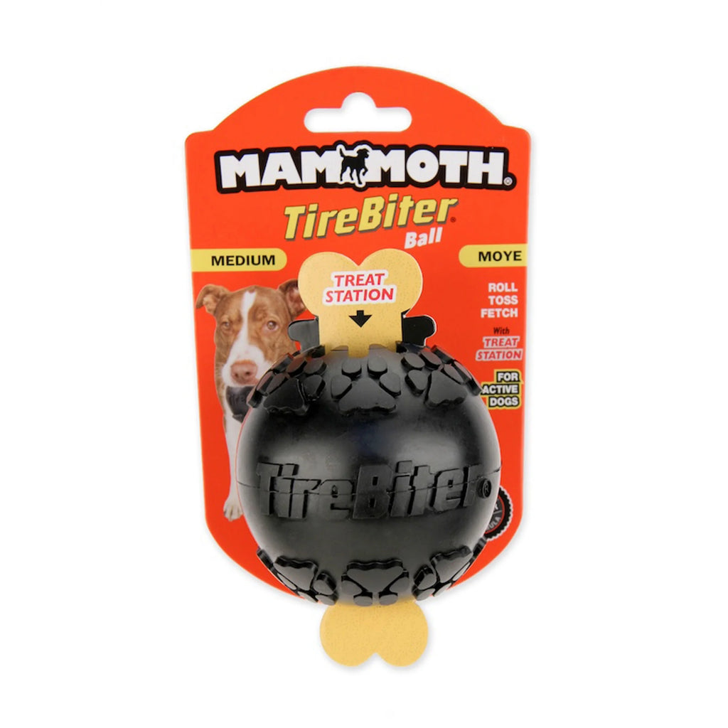 Tirebiter Advanced Ball Rubber Dog Toy W/Treat Station Medium 3"